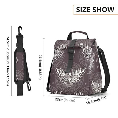MNSRUU Insulated Lunch Bags Women Men, Skull Butterfly Black Portable Reusable Thermal Meal Tote Cooler Bag Organizer, Adjustable Shoulder Strap, Handle - color: Skulls 168