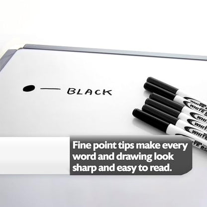 BAZIC PRODUCTS Black Fine Tip Dry Erase Markers, Low-Odor, 12 Count Box | low-odor ink, Wipes clean, no ghosting on whiteboards, Bulk classroom box, ASTM D-4236