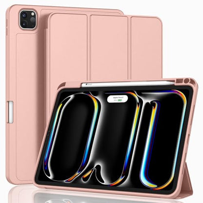 ZryXal iPad Pro 11 Inch Case (M5) 2025/ (M4) 2024 (Model: A2836/A2837/A3006), Trifold Stand Smart Cover with Pencil Holder and Soft TPU Back, Auto Wake/Sleep (Rose Gold) - color: Rose Gold