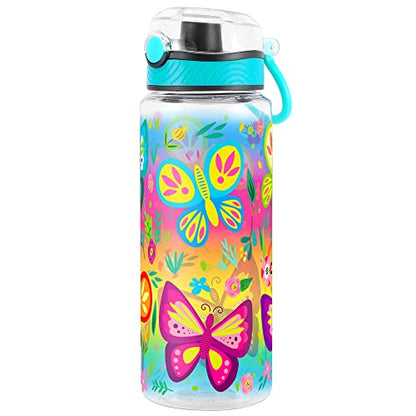 Cute Water Bottle for School Kids Girls, BPA FREE Tritan & Leak Proof & Easy Clean & Carry Handle, 23oz/ 680ml - Butterfly - color: Butterfly