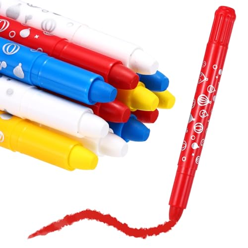 MECCANIXITY Twist Crayons, Twist Crayons Gel Watercolor Set Washable Silky Smooth for Arts Drawing DIY Craft Project Coloring Supplies Gift(White Blue Red Yellow, Pack of 12) - color: White Blue Red Yellow