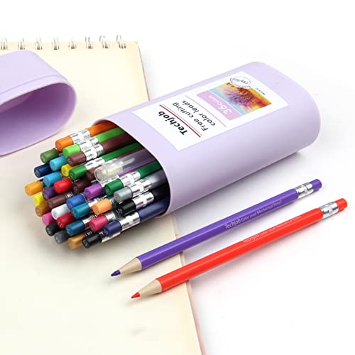 Colored Mechanical Pencil 2.6mm for Coloring and Drawing, Mechanical Colored Pencils, Mechanical Pencils with Sharpener and Portable Case,36pcs - style: 36 color
