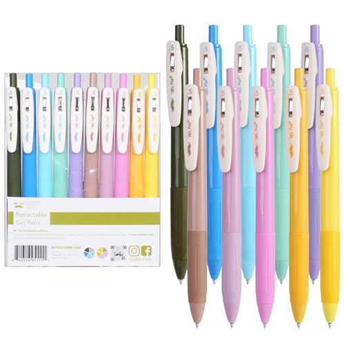 Mr. Pen- Retractable Gel Pens, 10 Pack, Light Vintage Ink | Fine Point 0.5 mm, Fast Dry, Smooth Writing, Cute Pens for Drawing, Writing Planner and School Supplies