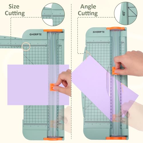 A4 Paper Cutter -12 Inch Paper Trimmer with 2pcs Replacement Blades with Safeguard Side Rulerfor Cut Gift Card,Coupon,Label, Cardstock,Photo - color: Green
