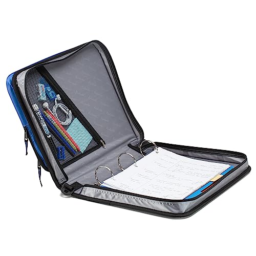 2-Inch 3 Rings Zipper Binder, Holds 15-Inch Laptop, Handle and Shoulder Strap Included, Blue - color: Blue