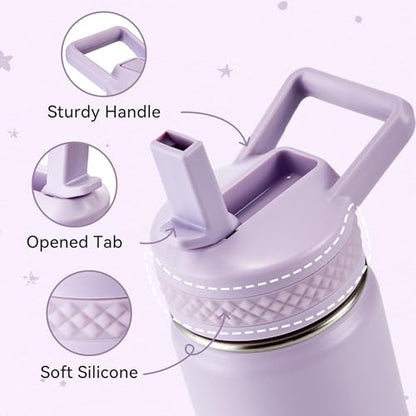 Fijinhom 12 oz Kids Water Bottle, Toddler Water Bottle with Straw, Boys&Girls Bottle for School, 304 Stainless Steel Vacuum Insulated Bottle for Kids, BPA-Free, Leak-Proof, Gradient Purple - color: Gradient Purple