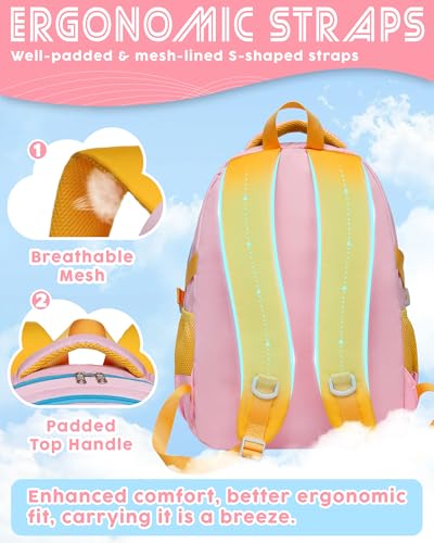 BLUEFAIRY Middle High School Backpack for Boys Girls Large Bookbag with Laptop Compartment Back to School Book Bags for Teens Teenagers Mochilas Escolares para Niños Niñas (Pink/Blue, Solid) - color: Pink/Blue