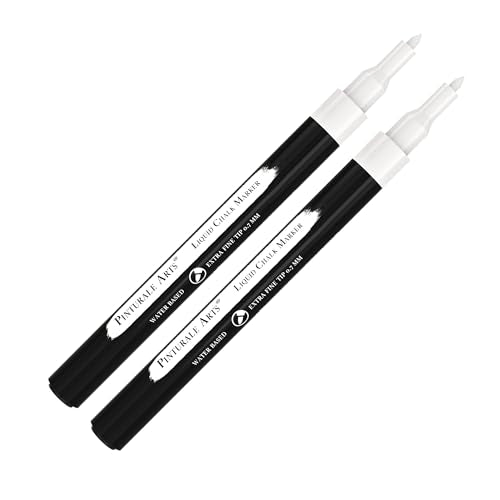 Pinturale Arts® 2 Ultra Fine Tip Chalk Markers | 0.7 mm Tip | For Windows, Blackboard, Dry Erase Board, Chalkboards, Glass, Easy Erase | White Chalk Markers Fine Tip - color: White - Ultra Fine 0.7mm