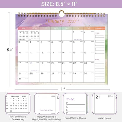Lbylyhxc 2026-2027 Calendar - Includes July 2026 to December 2027-18 Monthly Wall Calendar 2026-2027, 11 x 8.5 Inches.Thick Paper with Julian Dates and Block for New Year and Christmas Presents (Colorful) - color: Colorful