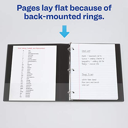 Avery Economy 3 Ring Binders, 1" Round Rings, 4 Black Binders (03301) - size: 1", style: 4 Pack