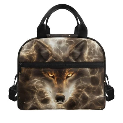 Wolf Lunch Box for Kids Girls 4-6 Galaxy Preschool Lunch Box Boys 6-8 Simple Modern Meal Bag Kids 8-10 Preschool Kindergarten Toddler Elementary School Adjustable Shoulder Strap - color: Galaxy Wolf