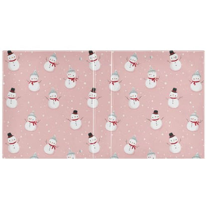 Fustylead Lovely Xmas Snowmen on Pink 3 Ring Binder, D-Rings 1.5" Hardcover Folder, Fits 200 Sheets of A4 Paper, Durable Clipboard & Clean View with Inside Pockets for School Home Office - size: 12.4x10.63x2.36 Inch-1 Pack