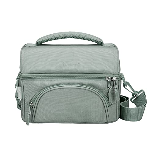 Bentgo Deluxe Lunch Bag - Durable and Insulated Lunch Tote with Zippered Outer Pocket, Internal Mesh Pocket, Padded & Adjustable Straps, & 2-Way Zippers - Fits Most Lunch Boxes (Khaki Green) - color: Khaki Green