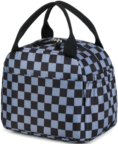 CAMTOP Boys Lunch Box Kids Insulated Lunch Bag Kids Cute Lunchbox for Boys Loncheras Para Niños - color: Gray Check