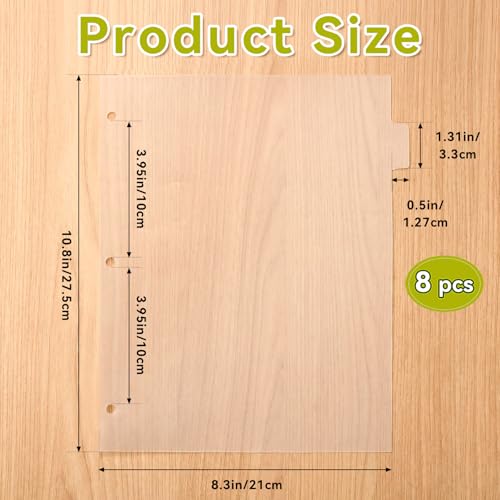 8 Tab White Binder Dividers, Plastic Binder Dividers for 3 Ring Binders, 8.3 x 11 Inch Index Divider for Binders, 3 Hole Punched Page Divider for Office School Notebooks - color: White