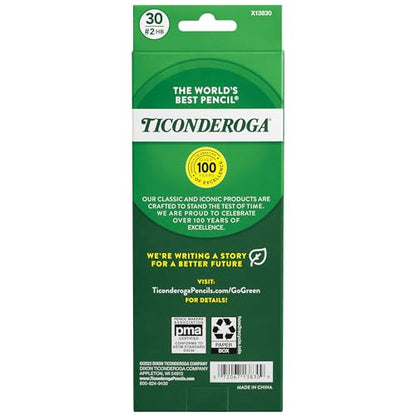 Ticonderoga Wood-Cased Pencils, Pre-Sharpened, #2 HB Soft, Yellow, 30 Count - size: 30 Count (Pack of 1)