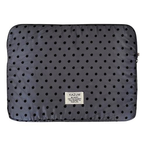 Coquette Aesthetic Laptop Sleeve for Notebook 13 14 Inch - Puffy Quilted Computer Case with Cute Polka Dots, Cute Protective Sleeve Bag Accessory - color: Grey-Polka Dot