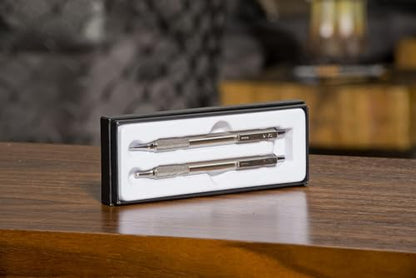 Zebra Pen M/F 701 Stainless Steel Mechanical Pencil and Ballpoint Pen Set, Fine Point, HB Lead and Black Ink, Ideal for Tactical Use, 2-Pack Gift Set (10519) - color: Black Set A