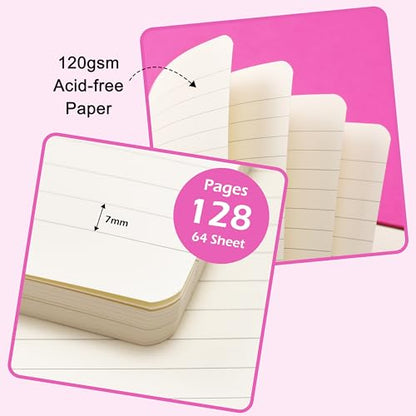 Ruled Notebook/Journal - Classic Lined Journal/Notebook, 5.3'' x 8.26'', Hardcover with Thick Paper, Banded + Pen Holder +Inner Pocket - Raspberry - color: Raspberry, size: Ruled