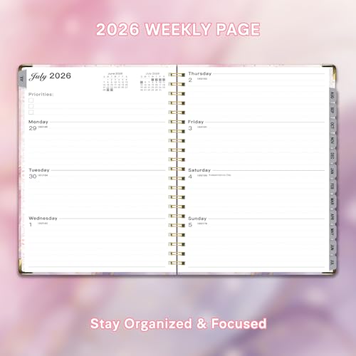 Planner 2026-2027, Weekly and Monthly Academic Planner, Jul 2026 - Jul 2027, 8.5"x11" Large Hardcover Daily Planner Calendar with Tabs for Women, Year Planning Agenda for Teacher and Student (Marble pattern) - color: Marble pattern