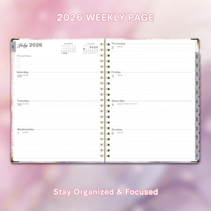 Planner 2026-2027, Weekly and Monthly Academic Planner, Jul 2026 - Jul 2027, 8.5"x11" Large Hardcover Daily Planner Calendar with Tabs for Women, Year Planning Agenda for Teacher and Student (Marble pattern) - color: Marble pattern