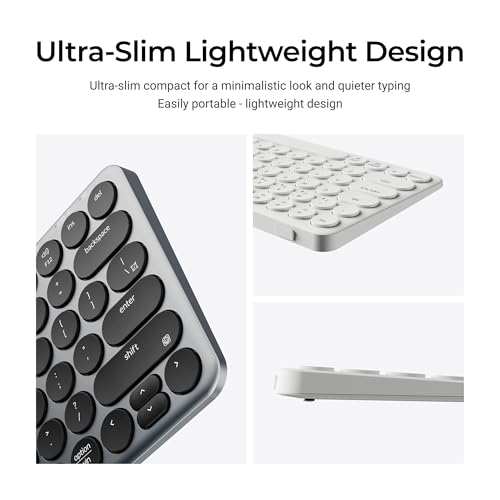 Keychron B3 Pro 75% Ultra-Slim Wireless Keyboard, 2.4GHz, Bluetooth 5.2 / Wired USB Connection, Lightweight Design, Portable Silent White Bluetooth Keyboard for Mac Windows Linux Tablet Phone - color: Gray