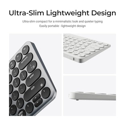 Keychron B3 Pro 75% Ultra-Slim Wireless Keyboard, 2.4GHz, Bluetooth 5.2 / Wired USB Connection, Lightweight Design, Portable Silent White Bluetooth Keyboard for Mac Windows Linux Tablet Phone - color: Gray