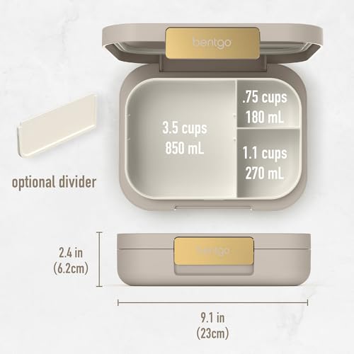 Bentgo® Modern - Leak-Resistant Bento Lunch Box For Adults, Teens, & Larger Appetites; Reusable BPA-Free Meal Prep Container with 3 or 4 Compartments, Dishwasher/Microwave Safe; 5 Cups (Sandstone) - color: Sandstone