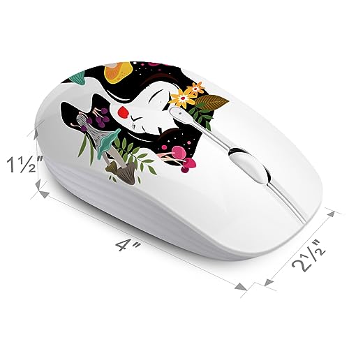 JUHOO Wireless Mouse with Nano Receiver for PC, Laptop, Notebook, Computer, MacBook, Less Noise, Portable Mobile Optical Mice - style: Forest Girl