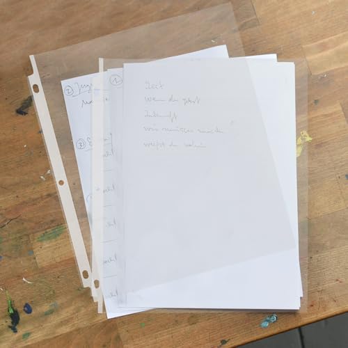 50pcs Clear Protectors Plastic Page Sleeves for Binders Transparent Punched Sheet Sleeves Reinforced Heavy Duty Document Organizers