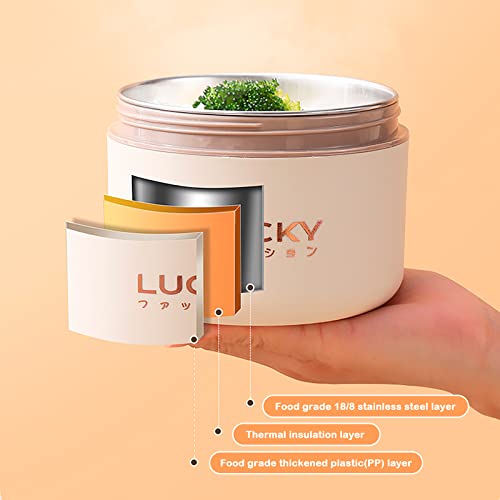 Portable Insulated Lunch Container set, Bento Box Adult Lunch Box Set with Insulated Lunch Bag, 2 Separate Stackable Thermal Food Lunch Container for Adult, Beige - color: 2 Tier-Beige