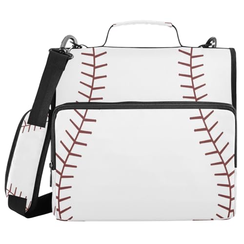 ALAZA Zipper Binder 3 Ring Baseball Red Lace Binder Organizer with Zipper and Shoulder Strap Large Capacity Multi-Pocket Trapper Keeper File Folder for Office Supplies - color: Multicolored 31