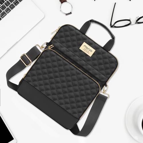 MOSISO 12.9 inch Tablet Sleeve Bag for iPad Pro 13 M4&iPad Air 13 M3 M2,iPad Pro 12.9 M2 M1 6/5,Surface Laptop Go 12.4,Galaxy Tab S8+/S9+ 12.4,Square Quilted Carrying Case with 2 Pockets, Black - color: Black, size: 12.9 inch