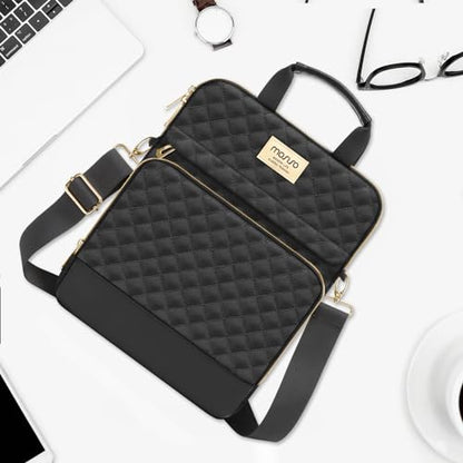 MOSISO 12.9 inch Tablet Sleeve Bag for iPad Pro 13 M4&iPad Air 13 M3 M2,iPad Pro 12.9 M2 M1 6/5,Surface Laptop Go 12.4,Galaxy Tab S8+/S9+ 12.4,Square Quilted Carrying Case with 2 Pockets, Black - color: Black, size: 12.9 inch