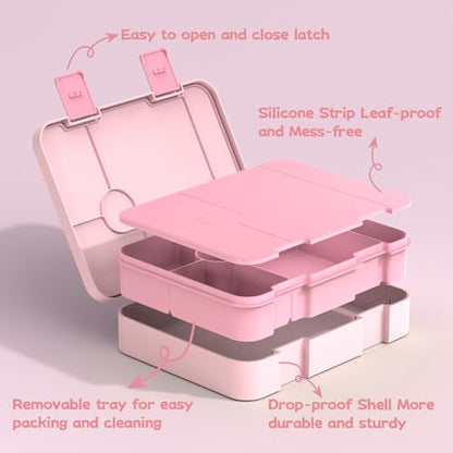 ACESAK Backpack for Girls with Bento Box - 4 PCS Cute Girls Backpack with Lunch Box, Pencil Case & Bento Box Set - 43oz Leakproof Lunch Box Kids Snack Containers Set Back to School Supplies (Pink) - color: Pink