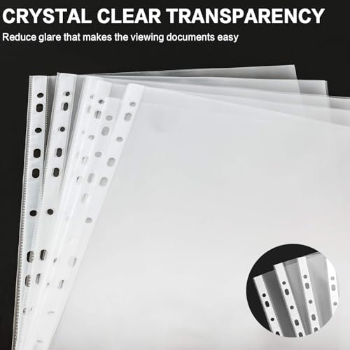 Sheet Protectors, PANDRI 700 Pack Clear Heavy Duty Plastic Page Protectors Sheet Reinforced 11-Hole Fit for 3 Ring Binder Fits Standard 8.5 x 11 Paper, 9.25 x 11.25 Top Loaded, Excluding Acid - size: 700 PACK