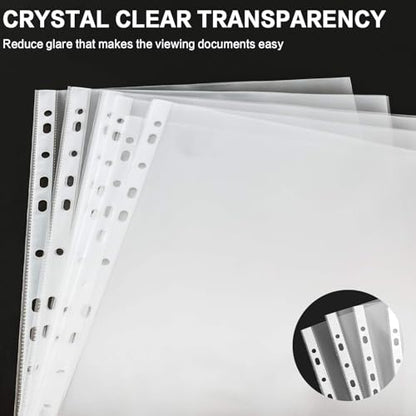 Sheet Protectors, PANDRI 1000 Pack Clear Heavy Duty Plastic Page Protectors Sheet Reinforced 11-Hole Fit for 3 Ring Binder Fits Standard 8.5 x 11 Paper, 9.25 x 11.25 Top Loaded, Excluding Acid - size: 1000 PACK