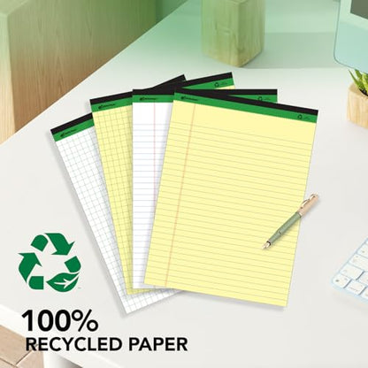 KAISA Legal Note pads 8.5 x 11，12pads 600 Sheets note pads Writing Pads Recycled Paper, Wide Ruled Perforated 50 sheets Premium Thick Paper Hard Back Notepads 8-1/2"x 11-3/4" Writing Tablet Canary For Office Supplies (Pack of 12pc) - color: White 12pad, s