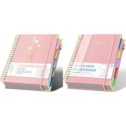 Ovesmusl Hardcover Spiral Notebooks 8.5" X 11" Pink