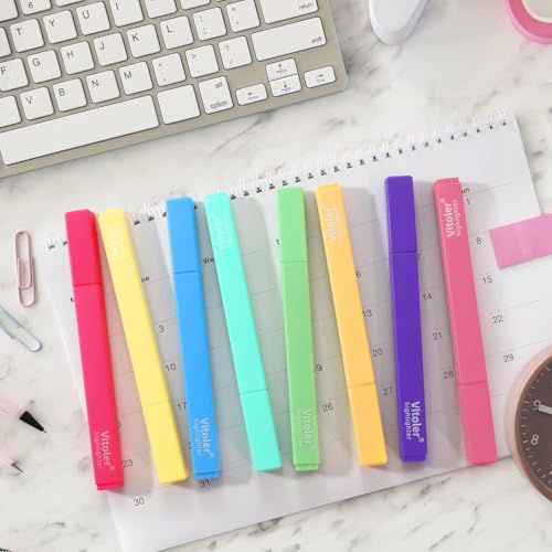 Highlighters, 8Pcs Highlighters Pastel, Quick Dry, Chisel Tip, Aesthetic Bible Highlighter No Bleed - color: Bright colors