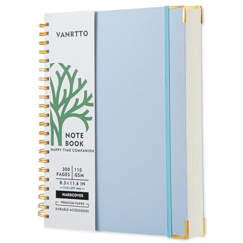 VANRTTO Hardcover Spiral Notebook 8.5x11 IN Notebooks College Ruled Blue | Hardcover Notebook of 110 GSM Lined Paper Notebooks for Work, School, 300 Pages A4 Notebooks College Ruled for Women and Men - color: A4 BLUE, size: 8.5 x 11 IN A4