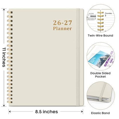 Planner 2026-2027, 8.5" x 11" Weekly and Monthly Academic Year Planner Calendar, July 2026 - June 2027, Hardcover Large School Planning Agenda With Tabs, Perfect for School & Office Supplies, A4, Beige - color: H-Beige, size: A4(8.5"x11")
