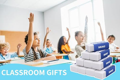 White Erasers, 6 Pack Block Pencil Erasers | Smudge-Free Latex-Free, Erasers, Clean Erase for Homework, Office & Drawing (Art Use) - style: White