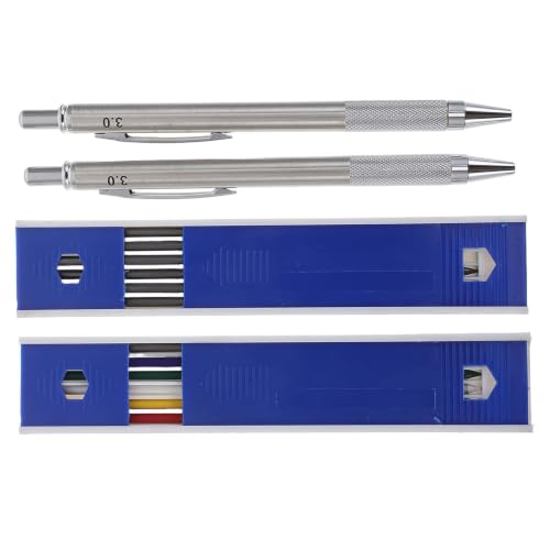 Stainless Steel Clutch Pencil with 3.0mm Lead Refill, Metal Sketching Pencil Set for Architectural Sketching and School Use, Stable Writing Drafting Tool for Artists and Students