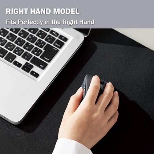 ELECOM Wireless Ergonomic Shape Mouse, 2.4GHz with Mini USB Receiver, Silent Click, Right Hand 2000DPI, 5 Buttons, Optocal Sensor, Compatible with PC, Mac, Laptop, EX-G, Msize Black (M-XGM30DBSKBK) - size: Medium