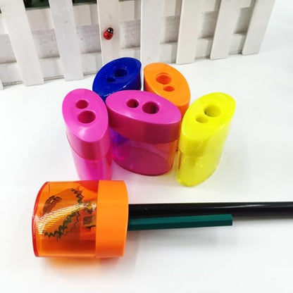 4PCS Bright Color Handheld Sharpeners High Carbon Steel Sturdy for Home Writing Tool Clear Shavings Container Sharpener - color: A