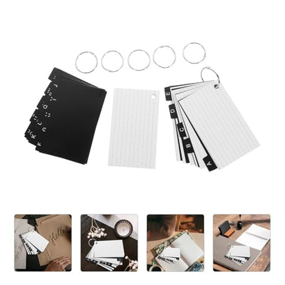 Loose-leaf Flashcards Set A–z with Metal Binder Rings, Blank Index Cards for Studying and Word Memory, Pocket-sized Note Cards for Students and Office Use