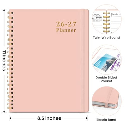 Planner 2026-2027, 8.5" x 11" Weekly and Monthly Academic Year Planner Calendar, July 2026 - June 2027, Hardcover Large School Planning Agenda With Tabs, Perfect for School & Office Supplies, A4, Pink - color: C-Pink, size: A4(8.5"x11")