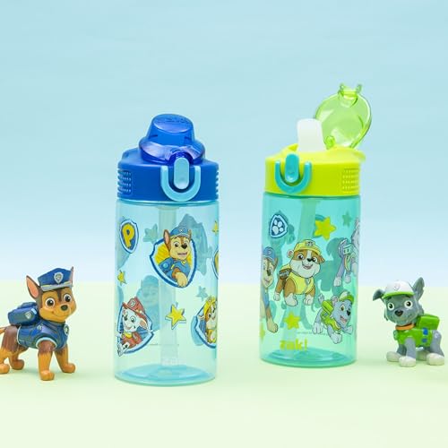 Zak Designs PAW Patrol Sage Kids Water Bottle For School or Travel, 16oz Durable Plastic Water Bottle With Straw, Handle, and Leak-Proof, Pop-Up Spout Cover, 2-Pack Set Chase & Friends - color: PAW Patrol (Chase & Friends)