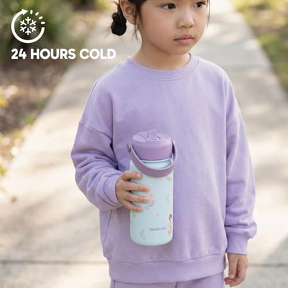 Seallama. Kids Water Bottle -14 oz Stainless Steel Tumbler with Straw Lid, Vacuum Insulated Double Wall Travel Cup, Leak-Proof Reusable Drink Bottle for School & Everyday Hydration - color: Shell Yeah
